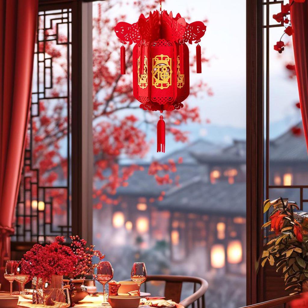 Year Hanging Lantern Decoration 3D Decorative Traditional for Holiday Indoor Outdoor Hotel