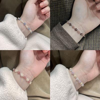 Fashion Cute Flower Beads Bracelet For Women Girls Versatile Elastic Adjustable Charm Bracelet Jewelry Accessories Gifts