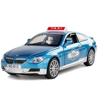 Maßstab 1/32 BMW M6 Taxi Legierungsauto Spielzeug Diecast Metallmodell Simulation Sound Licht Rückzug Kinder Spielzeugauto Dekoration Ornament Sammeln
