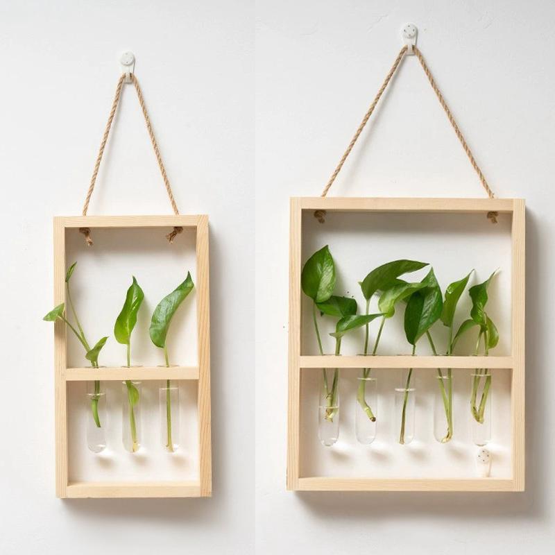 Wall Hanging Glass Planter Propagate Station Wall Hanging Glass Planter with Wooden Stand