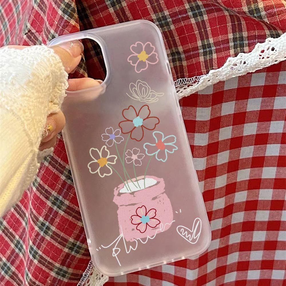 ins cartoon flower for iPhone17ProMax soft case Apple 17 matte mobile phone case 16/15 anti-drop 14
