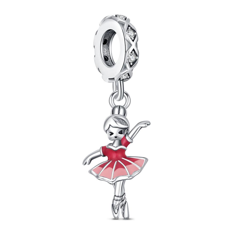 Original Copper Ballet Girl Charm For Bracelet Diy Fashion Jewelry Making Accessories Bead Graduation Gift