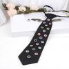 Adjustable Two-Level Necktie Sparkling Crystal Flower Pattern Lightweight Polyester For Daily Wear