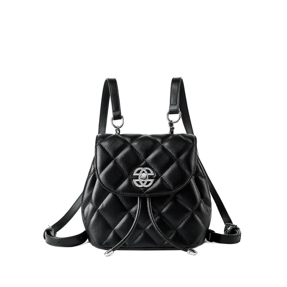 

Модный рюкзак Новое чувство дизайна Нишевая кожа Женская сумка Большая вместимость чёрный