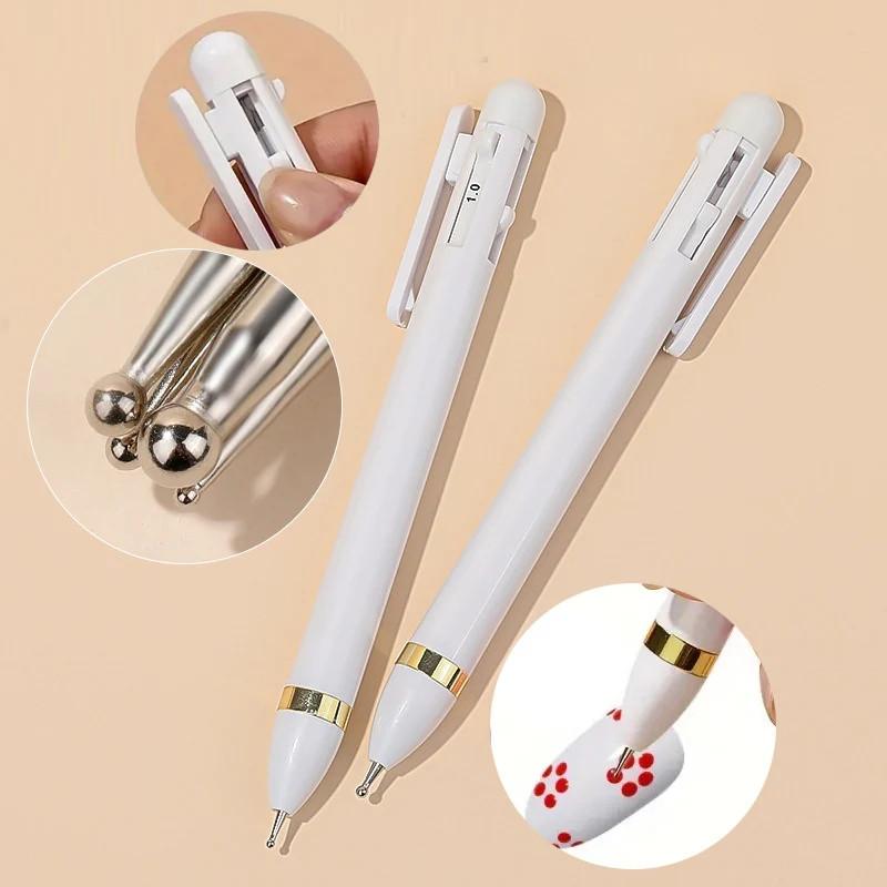 4 in 1 Nail Art Dotting Tools Nail Art Tip Dot Paint Manicure Kit Rotatable Ballpoint Drill Pen
