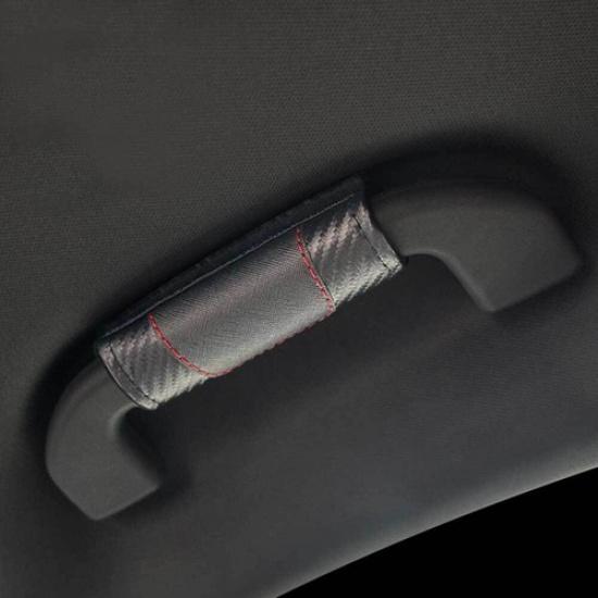 2Pcs Universal Carbon Fiber Car Interior Roof Handle Cover Protector Accessories