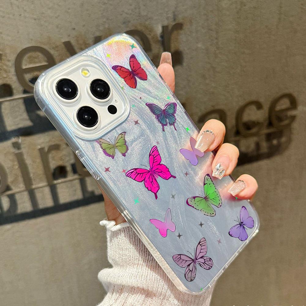Dream colorful butterfly mobile phone case iPhone15 anti-drop PC hard case protective case Apple 17promax advanced sense