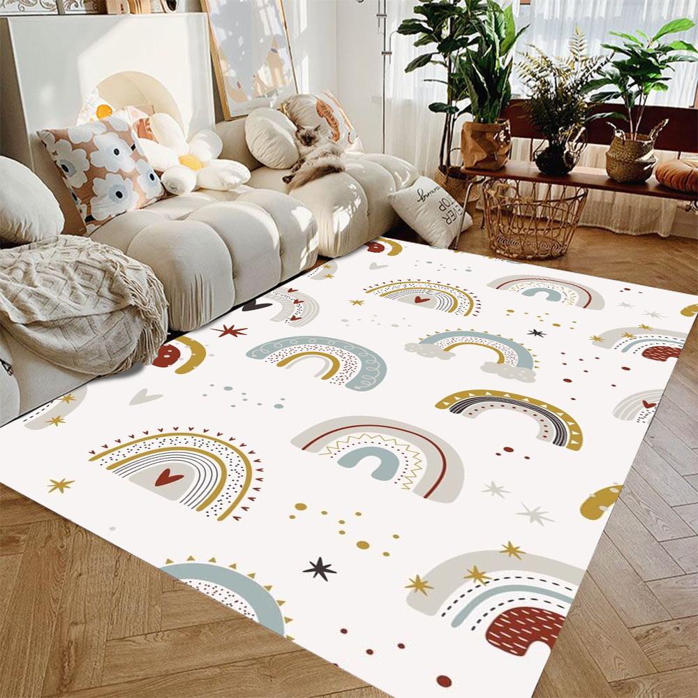 Timeless Cartoon Rainbow Carpet for Living Room Decor Sofa Rug Bedroom Bedside Rug Kitchen Dining Table Mat Nursery Floor Mat