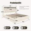 Modernes Polsterbett – Kopfteil mit LED und Regalen, Stauraum darunter, Gasdruckfeder-Lattenrost, zertifizierte USB-Anschlüsse, Seitentaschen, 160 x 200CM