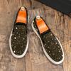 Fashion 2025 Men Tide Leather Casual Shoes Luxury Embroidery Twinkling Rhinestone Flat Shoes Leisure Sneakers Loafers Zapatillas Male