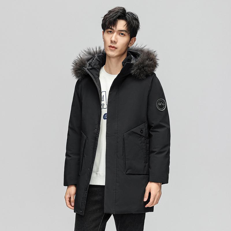 Men's Down Jacket Winter Artificial Fur Collar Windproof Warm Hooded Coat Casual Business Versatile Work Top Jacket