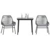 VidaXL Garden Dining Set Cushions 3 Pcs Grey Poly Rattan Glass, Outdoor Dining Set, Dining Furniture of 3334478