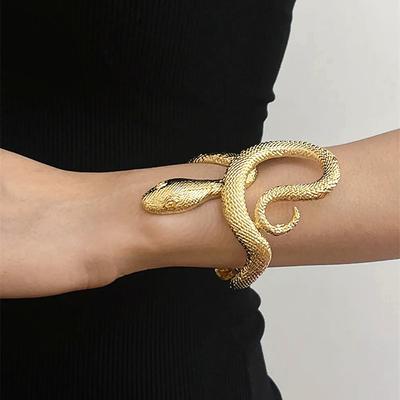 Gothic Unisex Snake-shaped Open Bracelets for Woman Men Punk Hip-hop Texture Bangles Party Popular Jewelry Gifts