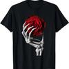 Skeletthand Rote Rose Blume T-Shirt
