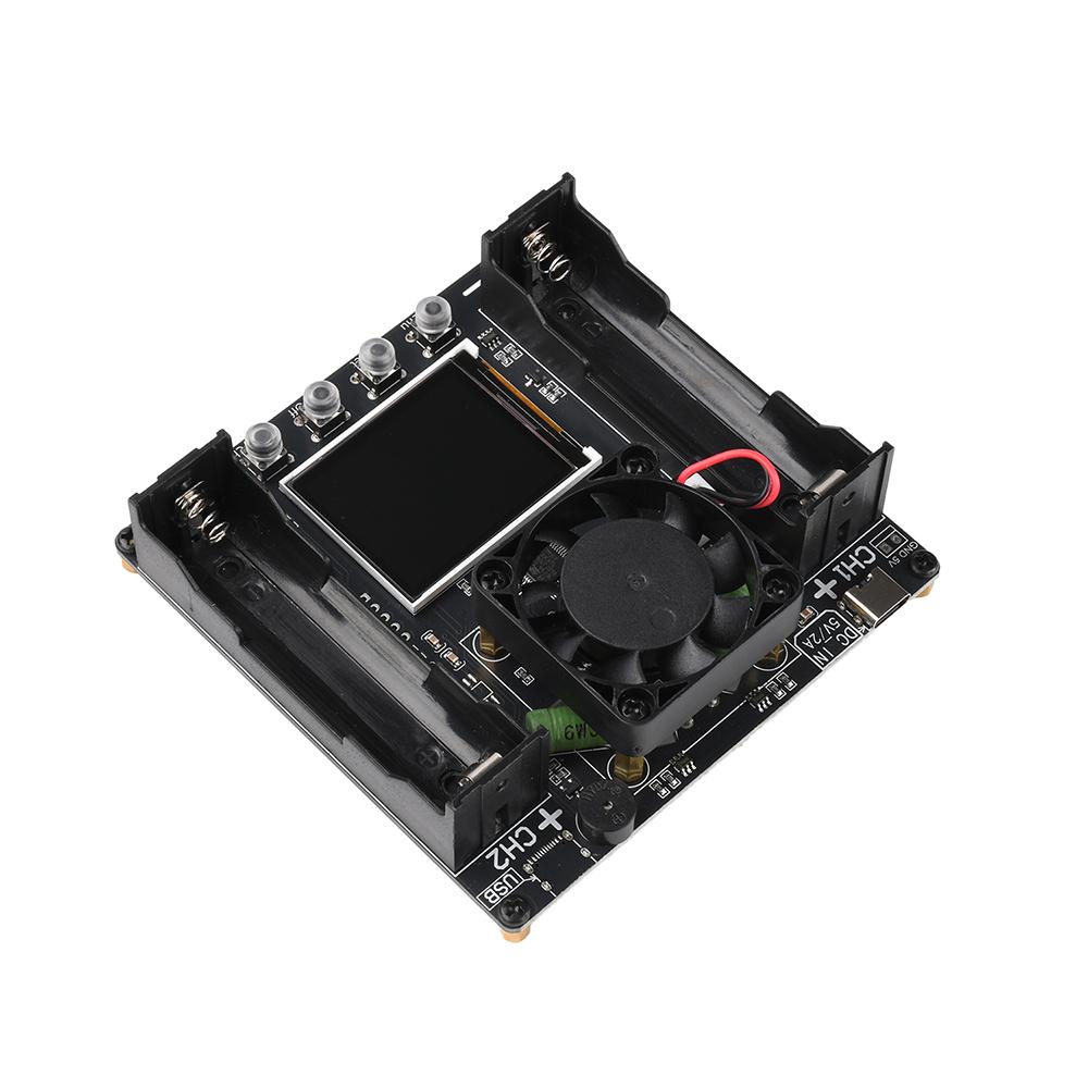 

18650 Battery Capacity Tester Dual Channel Auto Charge Discharge Module DC 5V/2A Electronic Load Tester with Buzzer Alarm Type-C