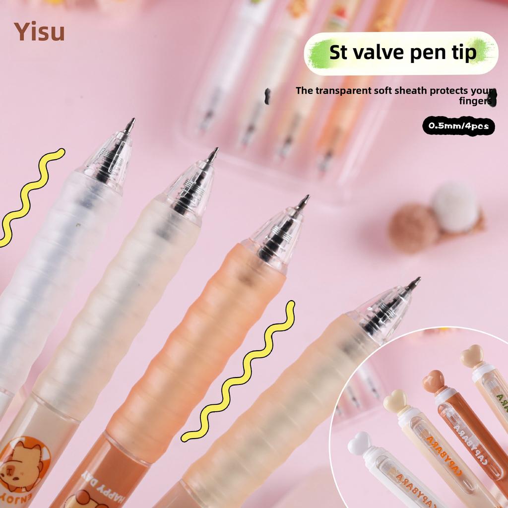 4PCS/Set Sweet Love Series Gel Pen Press Using 0.5mm Black Ink Ballpoint Pen Quick Drying ST Tip Office Signature Pen Gift