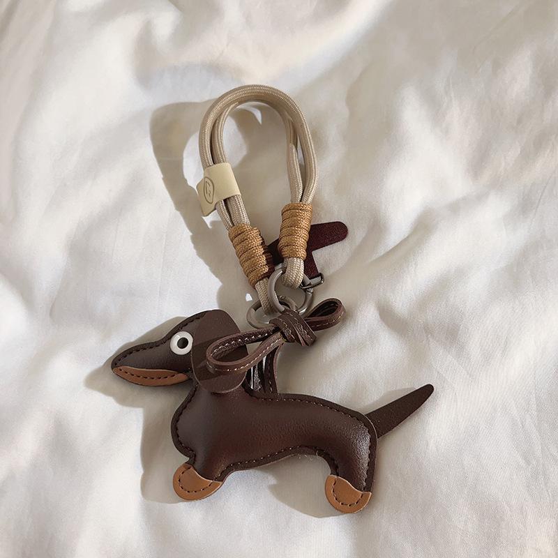 Dachshund Pendant Leather Bag Charm - Cute Cartoon Ornament