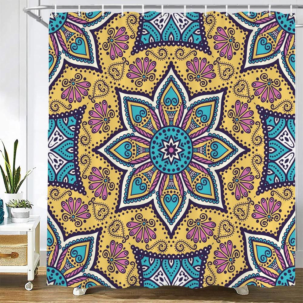 Indian Bohemian 3d Shower Curtains Waterproof Fabric Print Boho Mandala Bathroom Curtain With Hooks Decor 180*200 Bathtub Screen