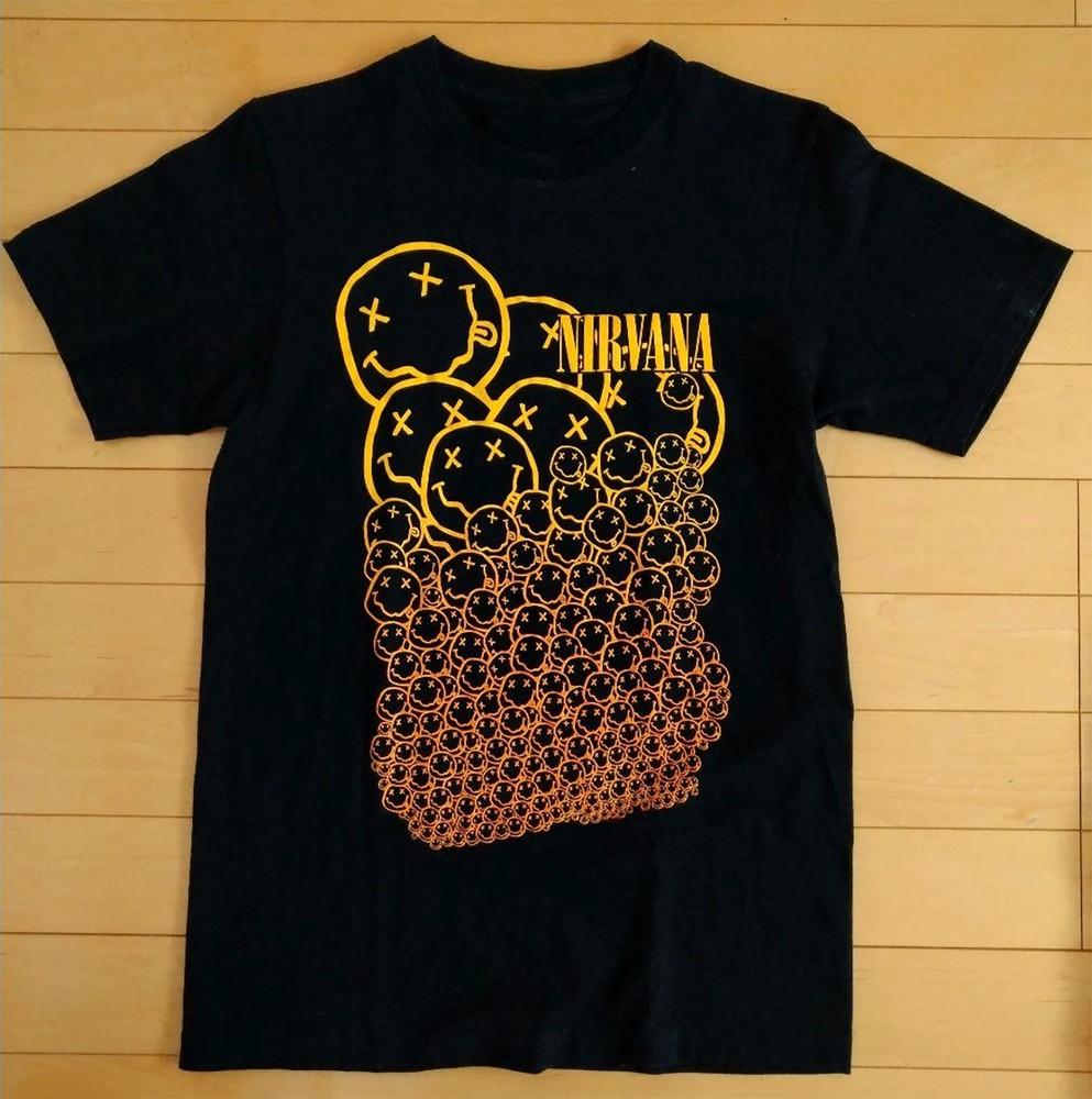 Nirvana Много Улыбок Смайлик Черная Унисекс Футболка Размер S-4XL Унисекс Футболка S
