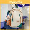 Simple Color Blocked Letter Decor Student Casual Backpack For High School And University