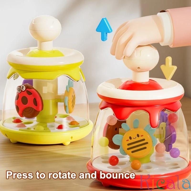 Colorful Insect and Carousel Theme Press-and-Go Toy with Jumping Ball - Early Educational Toddler Toy for Sensory Development