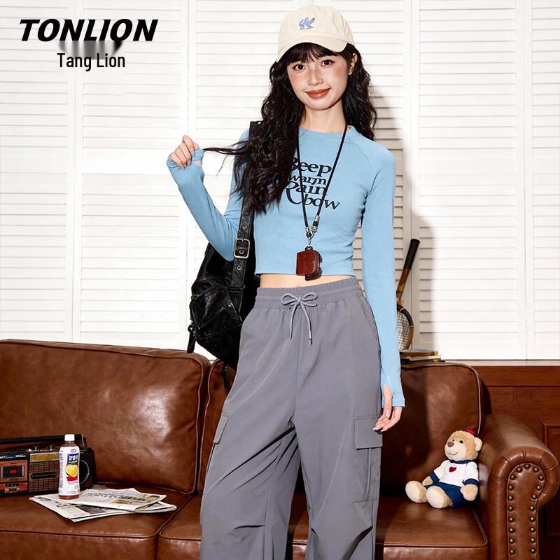 TonLion Women s Casual Wide-Leg Cargo Pants M