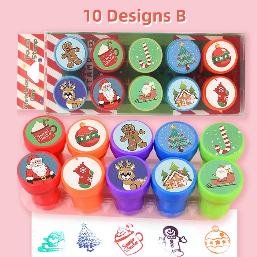 

10/24PCS Christmas Assorted Stamps Kids Self-Ink Stampers ( 24 Different Designs, Plastic Stamps) for Christmas Party Favors