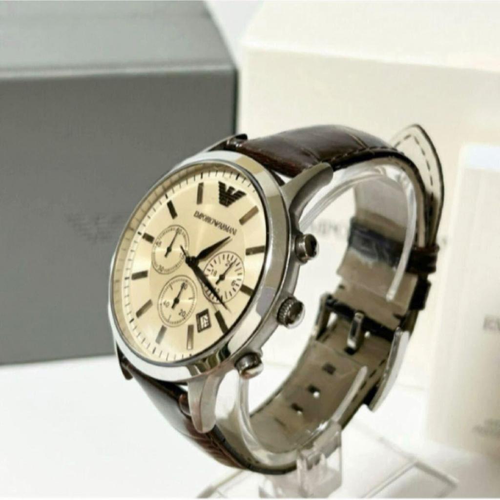 Used EMPORIO ARMANI Armani men's watch AR-2433 QZ chronograph operation confirmed