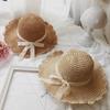 Women Summer Straw Hat Hand Crocheted Bowknot Folding Beach Hat