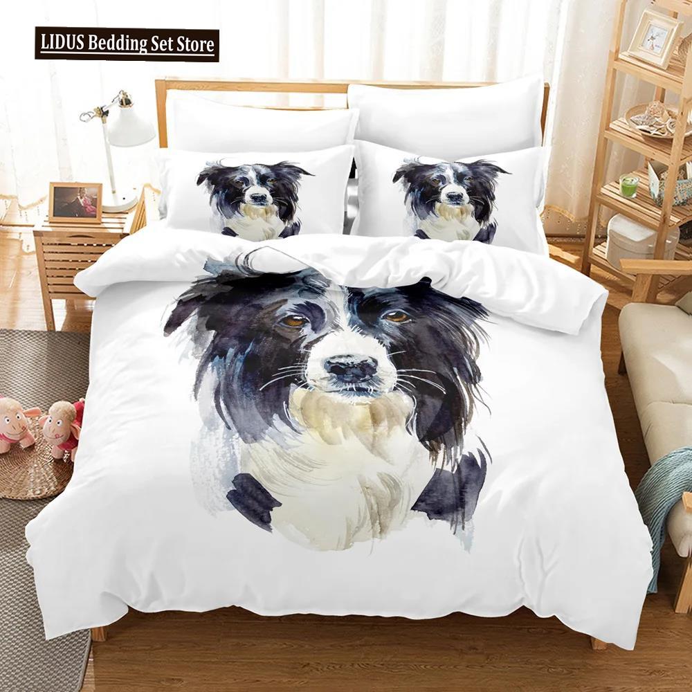 Hunde Tröster Bettbezug Einzel Kinder Niedliches Bettwäscheset Cartoon Welpenmuster Bettbezug Set 3D Stepp-/Deckbettbezug Kissenbezüge