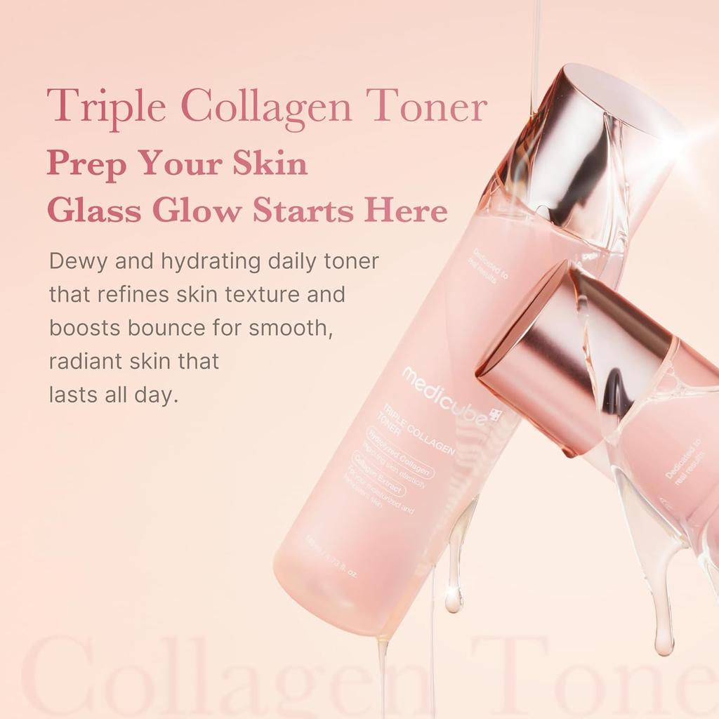 Medicube Triple Collagen Toner 140ml Hydrating Firming Essence Water for Anti-Aging Glow Korean Skincare