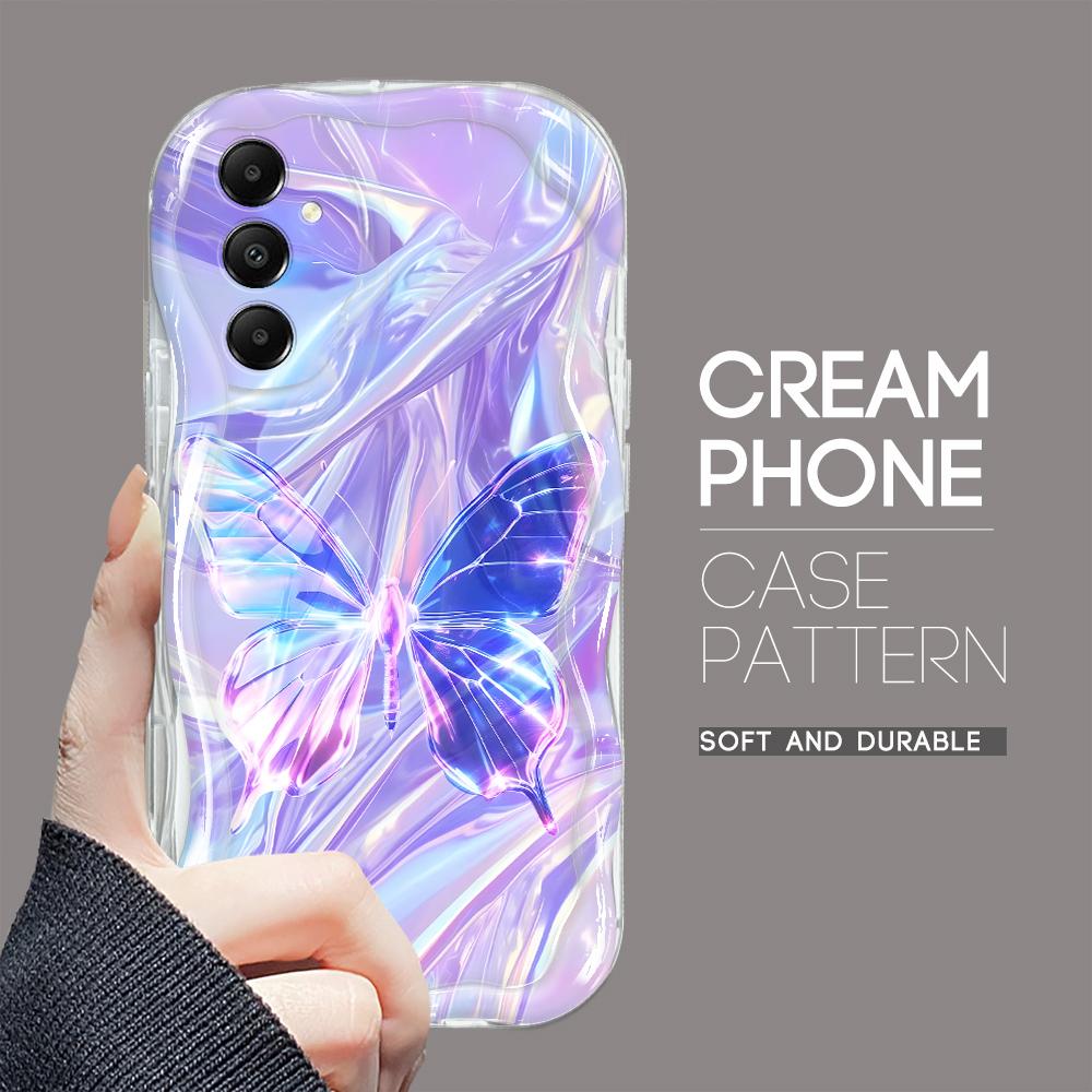 Cute Cartoon Pattern Cream Texture Casing Wavy Edge Soft Silicone Cover Phone Case for Samsung