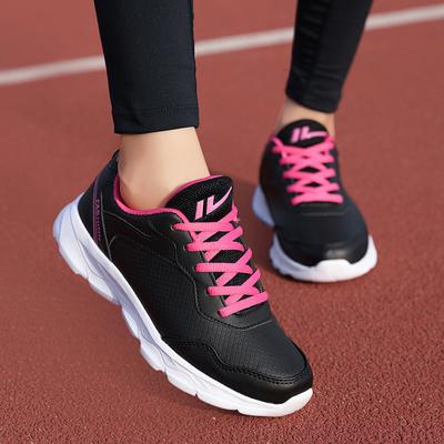Spring and Autumn New Black Leather Waterproof Round Head Sports Shoes, Lightweight Soft-soled Flat-heeled Casual Shoes, Non-slip Single Shoes