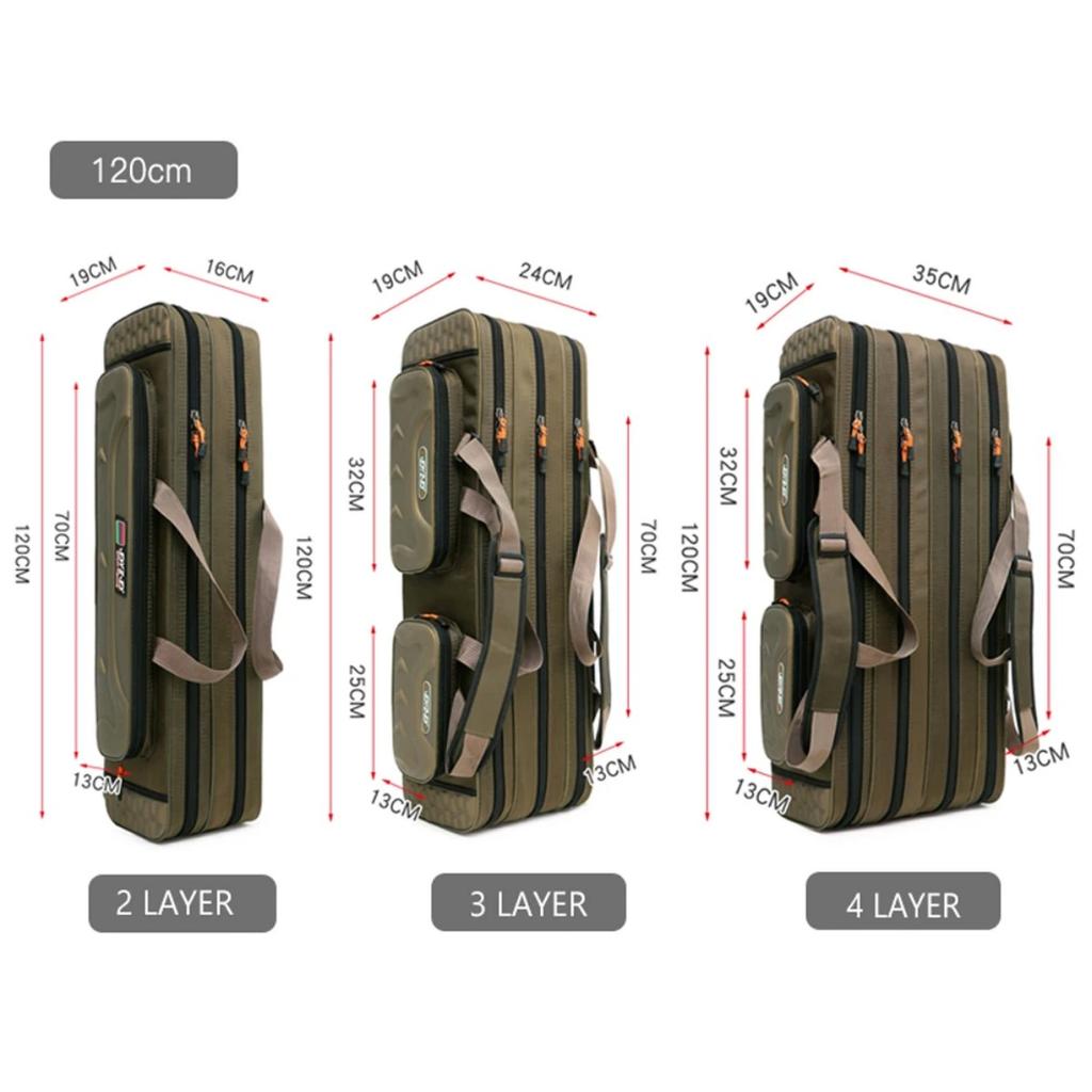 Hard Steel Fishing Rod bag Adjustable 2 3 4 Layer Tier Oxford Gear case with reel line Carrier for Travel Outdoor Organizer260319