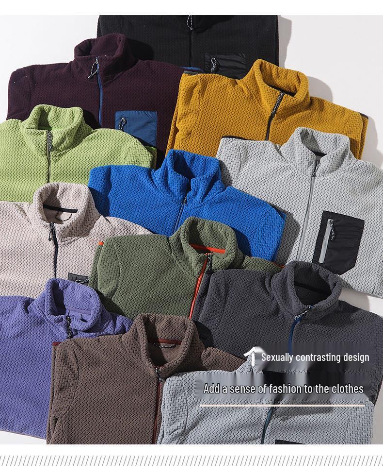 Bata Men's Breathable Soft Fleece Half-Zip Stand-Up Collar Jacket