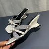 2025 summer new outer wear celebrity rhinestone open-toed slope heel cool slippers female niche design special-shaped heel