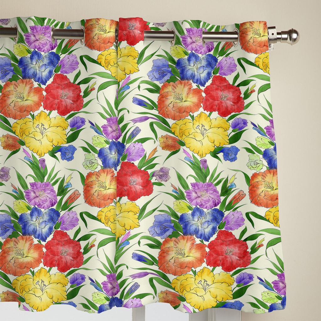 Botanical Iris Flower Windows Curtains Living Room Bedroom Window Treatments Household Kitchen Curtains