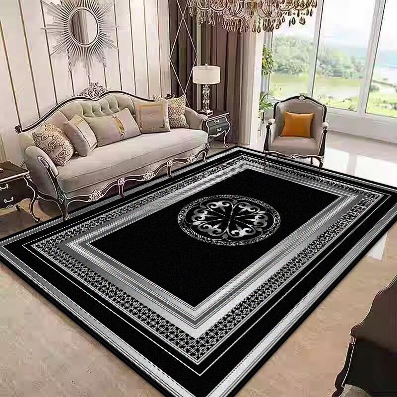 Golden Border Luxury Carpet Soft Foldable Large Rugs for Living Room Easy Clean Non-slip Mat Kids Safe