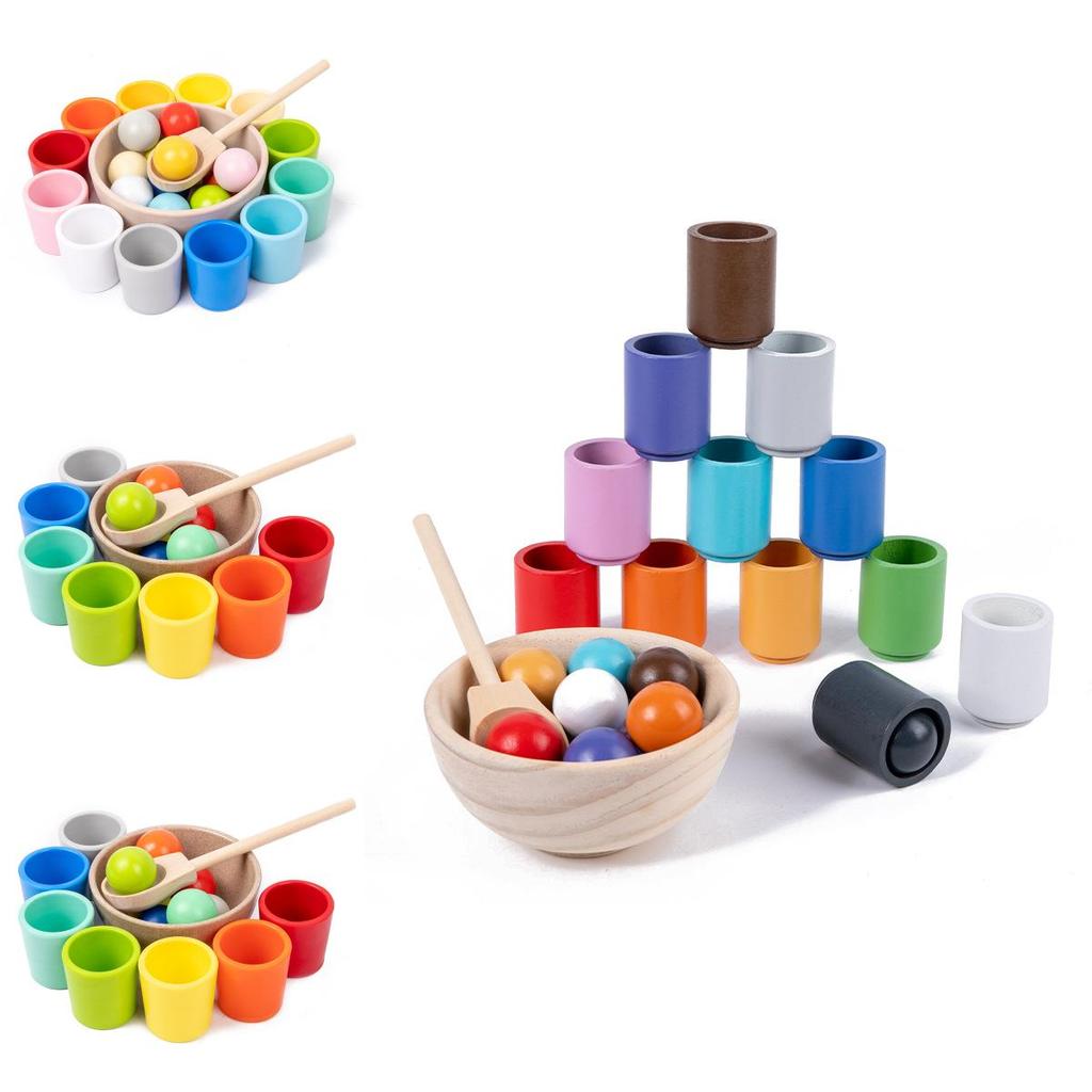 Wooden Baby Bead And Ball Color Matching Toy For Early Childhood Learning