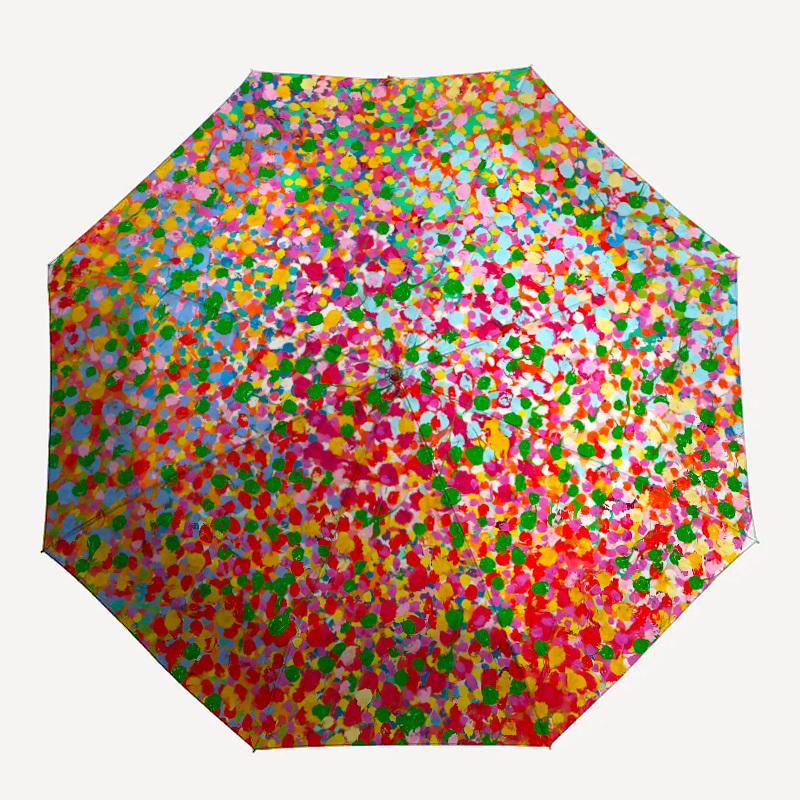 

1pc ColorfulDots Automatic Opening/Closing Folding Umbrella with 34 Ribs, Plastic Handle, Windproof Portable Sunshade Umbrella y250726074