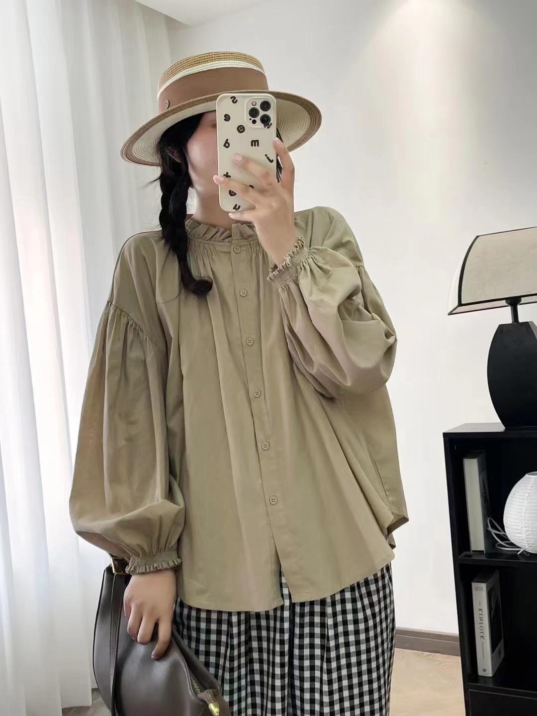 

Рубашка Johnature Japanese Forest Fungus для женщин, осенние свободные топы с рукавами-фонариками для женщин One Size хаки