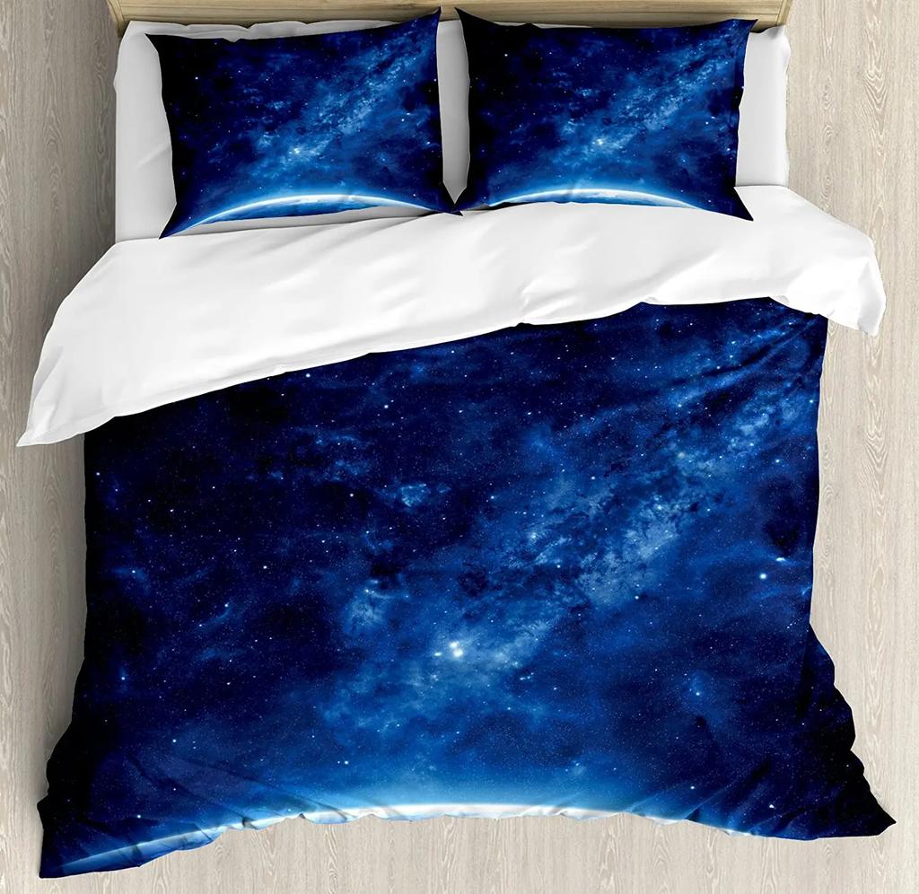 Night Bedding Collection For Bedroom Bed Home Star Filled Dark Sky Vivid Celestial Theme Cosmos Duvet Cover Quilt Cover And Pillowcase