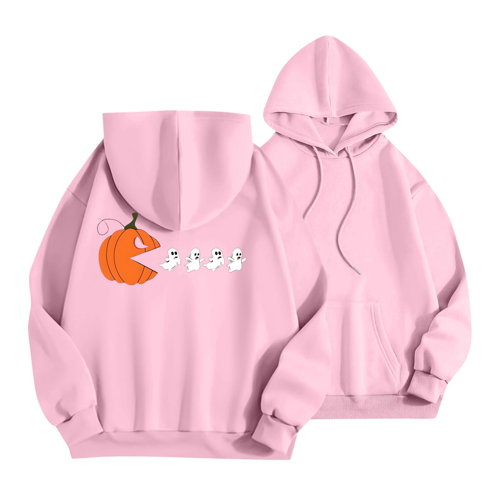 

Женская толстовка-пуловер с круглым вырезом и принтом, с капюшоном и завязками L розовый