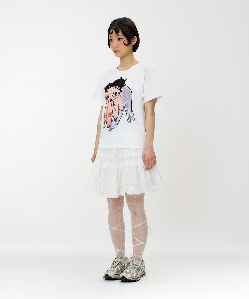 LAUGHER [Betty Boop] Angel T-Shirt - White