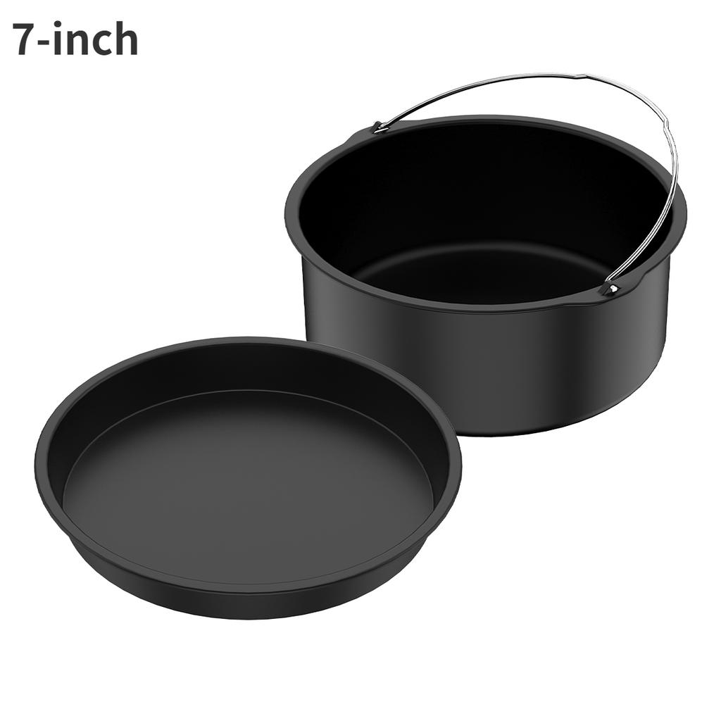 2Pcs Air Fryer Accessory Durable Air Fryer Pizza Pan and Baking Cake Barrel with Non-Stick Coating Round Baking Cake Pan Set