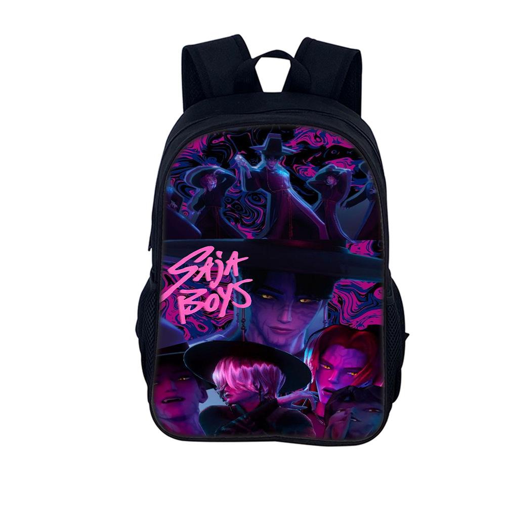 Rucsac cu imprimeu Kpop Huntrix, stil de 16 inch, pentru elevi de școală primară și gimnazială (Grup de fete vrăjitoare)