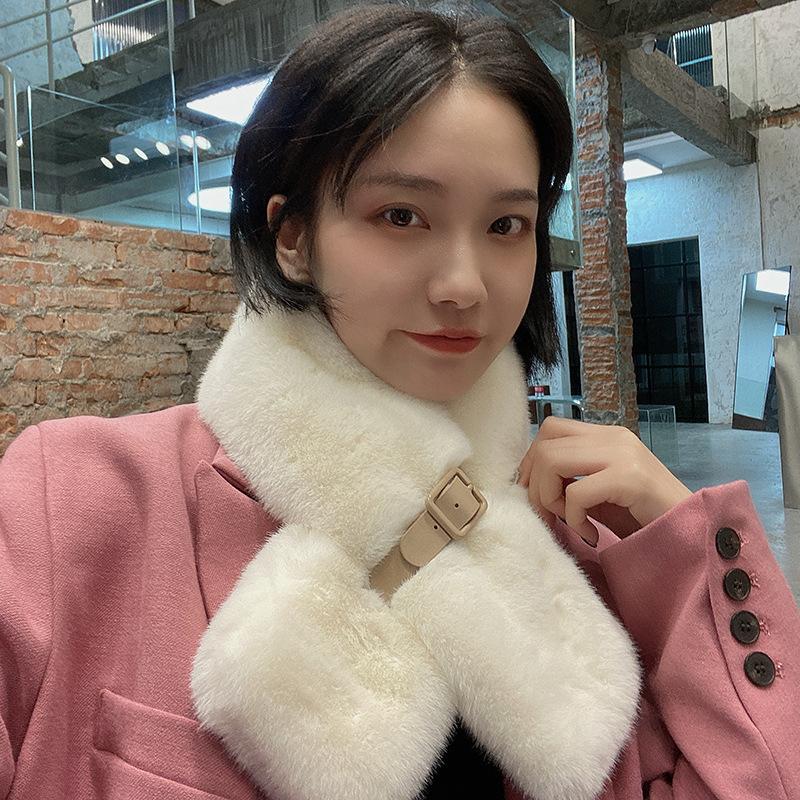 Schal Damen Winter Warm Koreanische Version Mode Vielseitig Studentenschal Rex Kaninchen Plüsch Verdickter Kreuz Japanischer Schal