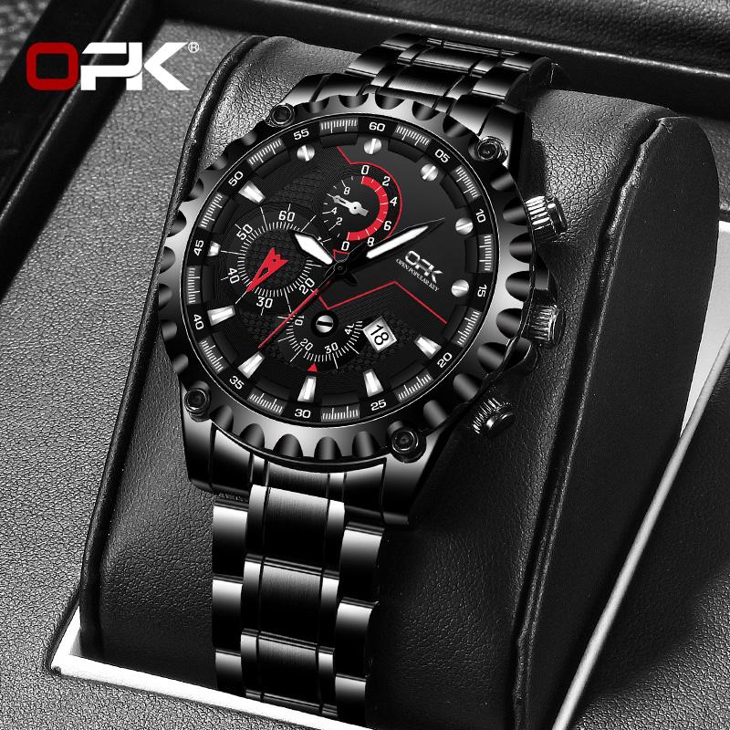OPK 8128 Business Men’s Dress Wristwatch Fashion Waterproof Calendar Stainless Steel Luxury Classic Watch for Man