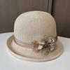 British Retro Crimped Small Edge Top Hat Women's Fashion Face Covering Sunscreen Basin Hat Spring and Summer Travel Breathable Sun Hat
