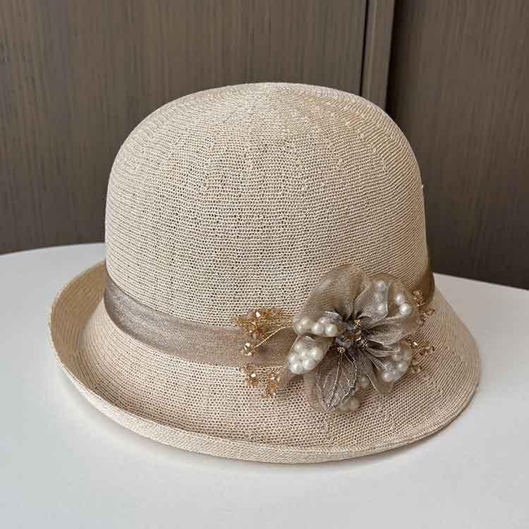 British Retro Crimped Small Edge Top Hat Women's Fashion Face Covering Sunscreen Basin Hat Spring and Summer Travel Breathable Sun Hat